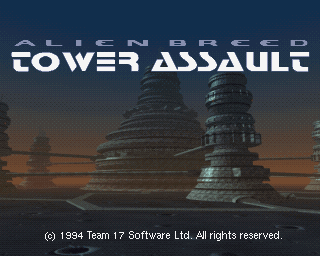 Alien Breed: Tower Assault title screen for Amiga CD32